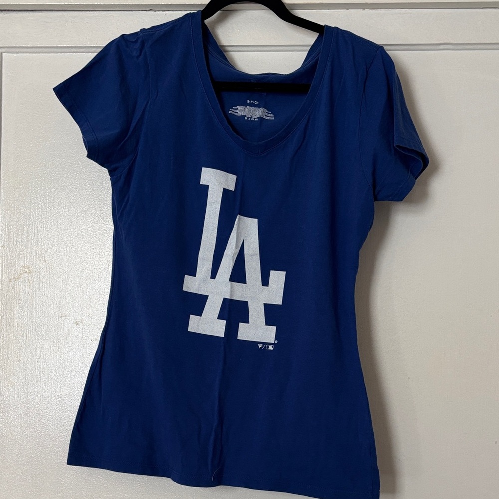Dodgers Fanatics Blue LA Logo Women's Tee